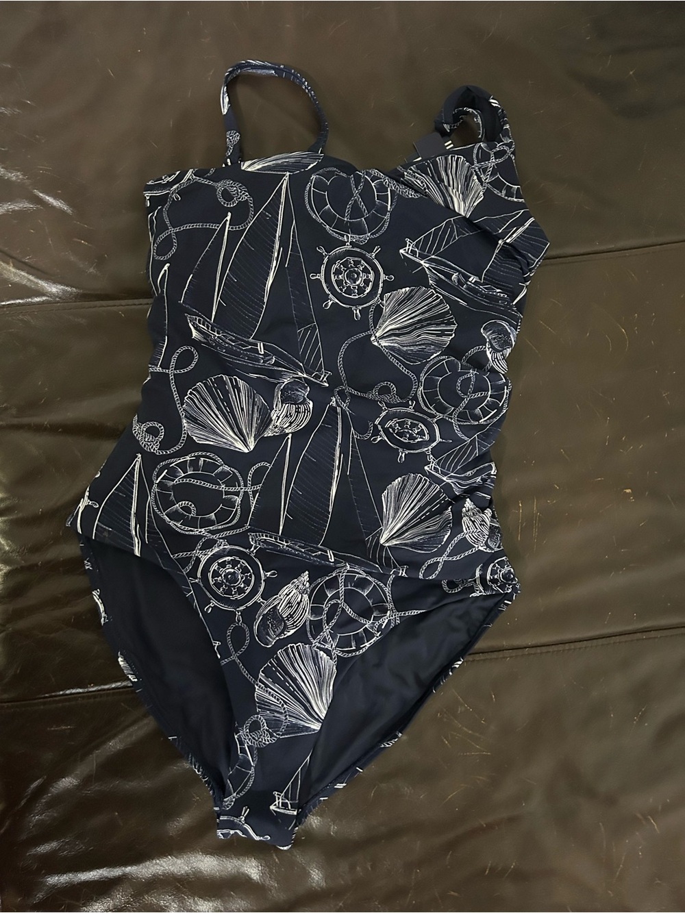 Navy Nautical Print One-Piece Swimsuit